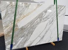 Fourniture dalles brillantes 1.2 cm en marbre naturel CALACATTA 1344. Détail image photos 