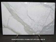 Fourniture dalles brillantes 0.8 cm en marbre naturel CALACATTA 1423M. Détail image photos 
