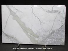 Fourniture dalles brillantes 2 cm en marbre naturel CALACATTA 1423M. Détail image photos 