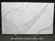 Fourniture dalles brillantes 0.8 cm en marbre naturel CALACATTA 1423M. Détail image photos 