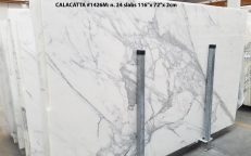 Fourniture dalles brillantes 0.8 cm en marbre naturel CALACATTA 1426M. Détail image photos 