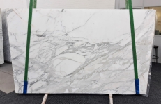 Fourniture dalles brillantes 0.8 cm en marbre naturel CALACATTA 1188. Détail image photos 