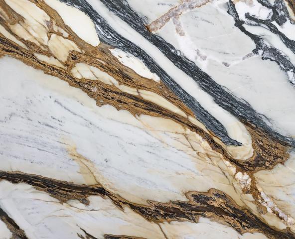 Détaille technique: CALACATTA PICASSO, marbre naturel brillant italien 